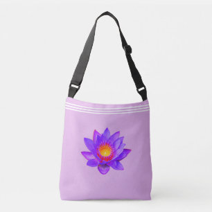 Three Lines & Custom Lotus Flower on Light Violet Crossbody Bag