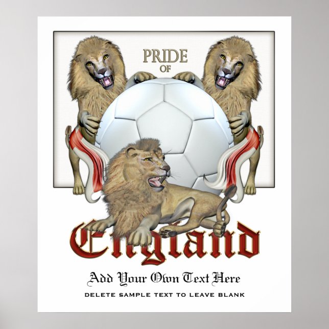 Three Lions Pride of England Football Poster (Front)
