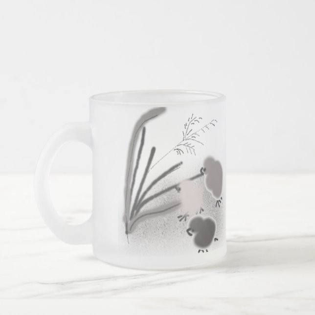 Three little chicks frosted glass coffee mug (Left)