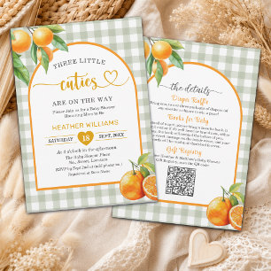 Three Little Cuties are on the Way Baby Shower Invitation