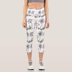 Three Little Flowers Capri Leggings