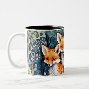 three little foxes Two-Tone coffee mug