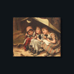 Three Little Kittens (by Joseph Clark) Canvas Print<br><div class="desc">This design features a painting by the English Victorian-era painter Joseph Clark (1834–1926). It depicts three young girls huddled together under an umbrella in a woodland landscape. Each of the girls is holding a small kitten in her lap. Two of the kittens are grey and one is black. The girls...</div>