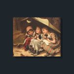 Three Little Kittens (by Joseph Clark) Canvas Print<br><div class="desc">This design features a painting by the English Victorian-era painter Joseph Clark (1834–1926). It depicts three young girls huddled together under an umbrella in a woodland landscape. Each of the girls is holding a small kitten in her lap. Two of the kittens are grey and one is black. The girls...</div>