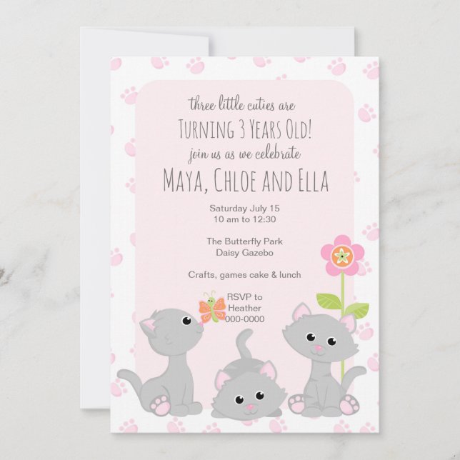 Three Little Kittens Invitation (Front)