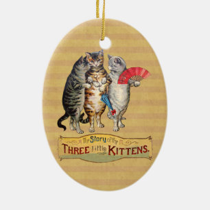 Three Little Kittens Mother Goose Illustration Ceramic Tree Decoration