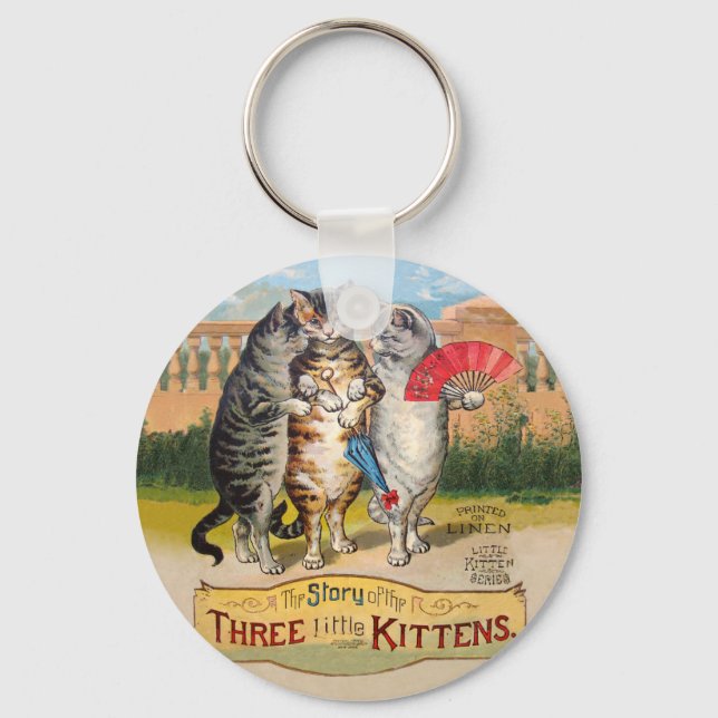 Three Little Kittens Mother Goose Illustration Key Ring (Front)