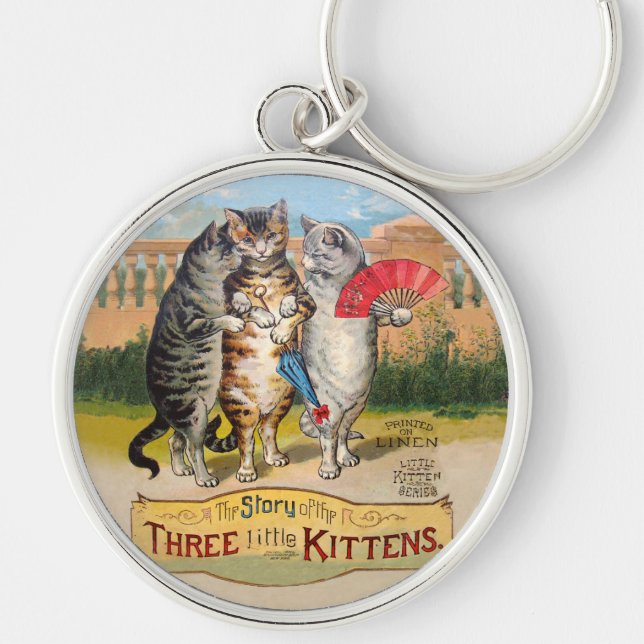 Three Little Kittens Mother Goose Illustration Key Ring (Front)