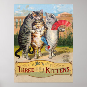 Three Little Kittens Mother Goose Illustration Poster