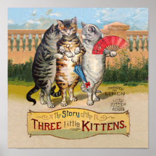 Three Little Kittens Mother Goose Illustration Poster