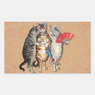 Three Little Kittens Mother Goose Illustration Rectangular Sticker