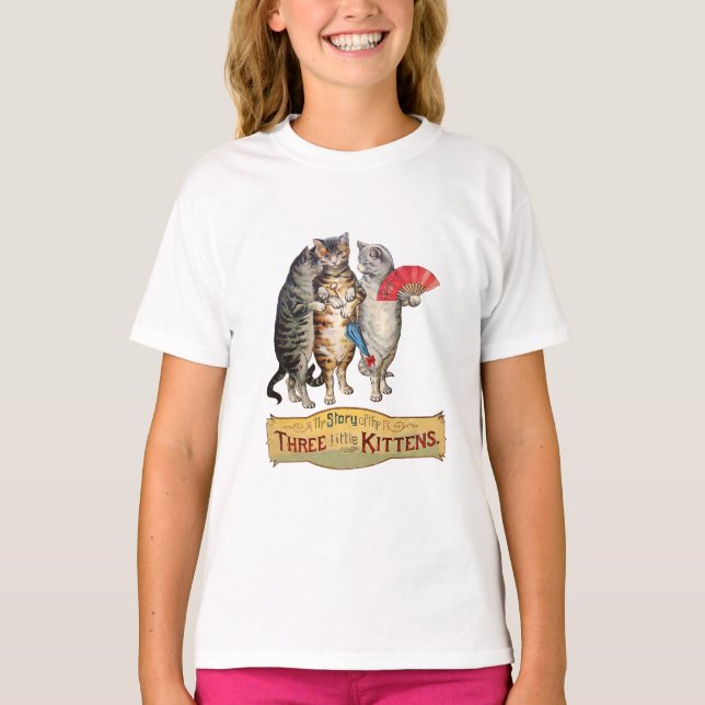 Three Little Kittens Mother Goose Illustration T-Shirt (Front)