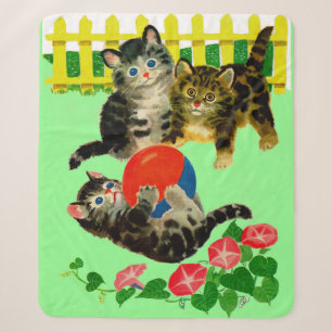 three little kittens print sherpa blanket