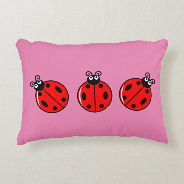 Three Little Ladybugs - Brushed Polyester Decorative Cushion (Front)