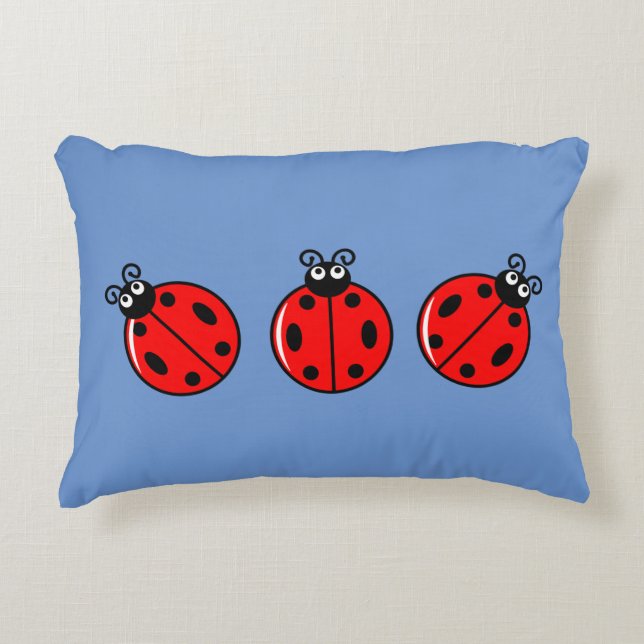 Three Little Ladybugs - Brushed Polyester Decorative Cushion (Front)