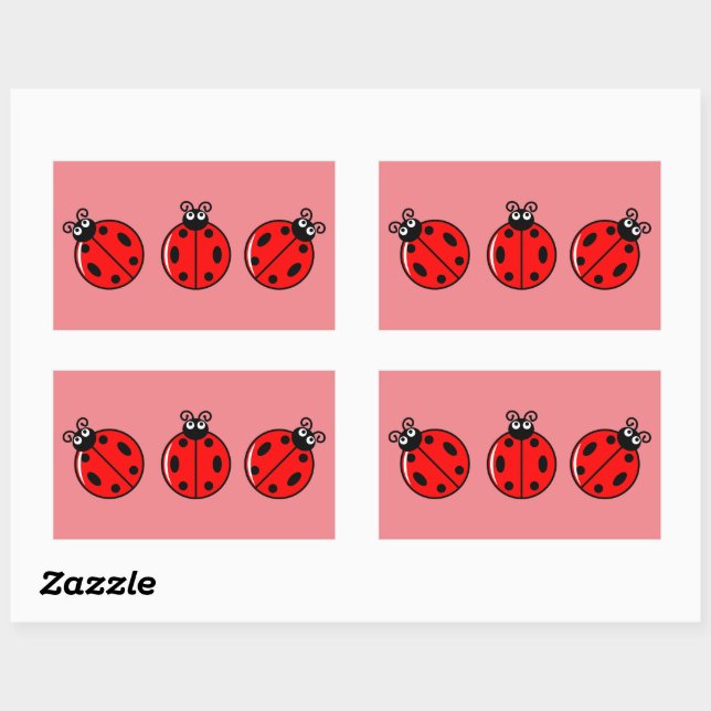 Three Little Ladybugs - Rectangle Stickers (Sheet)