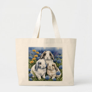 Three Little Lop Bunnies Large Tote Bag