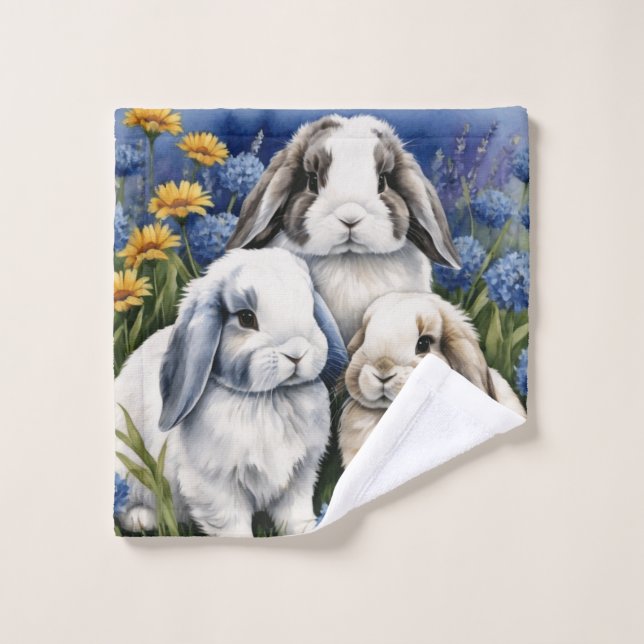 Three Little Lop Bunnies Wash Cloth (Wash Cloth)
