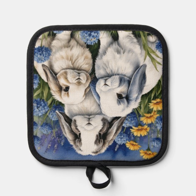 Three Little Lop Bunny Rabbits Oven Mitt & Pot Hol Holder (Front)