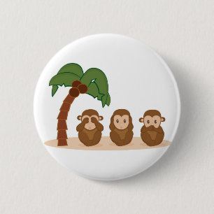 Three little monkeys - three macaquinhos 6 cm round badge