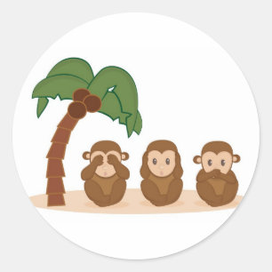 Three little monkeys - three macaquinhos classic round sticker