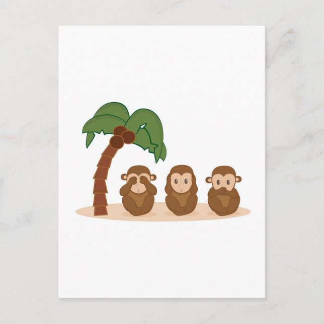 Three little monkeys - três macaquinhos postcard (Front)