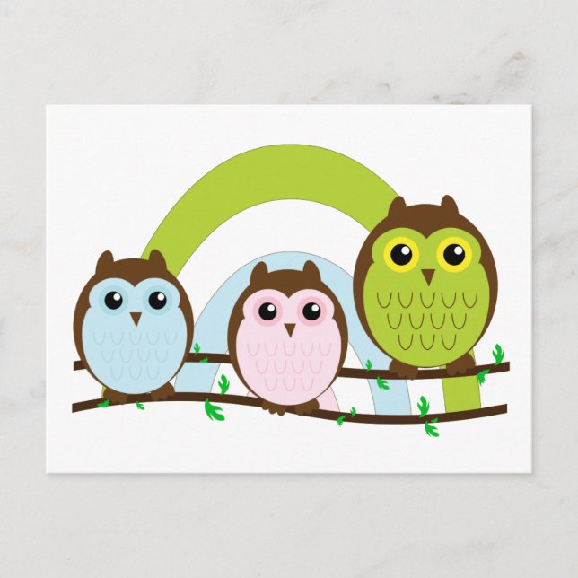 Three Little Owls Postcard (Front)