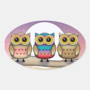 Three Little Owls Stickers