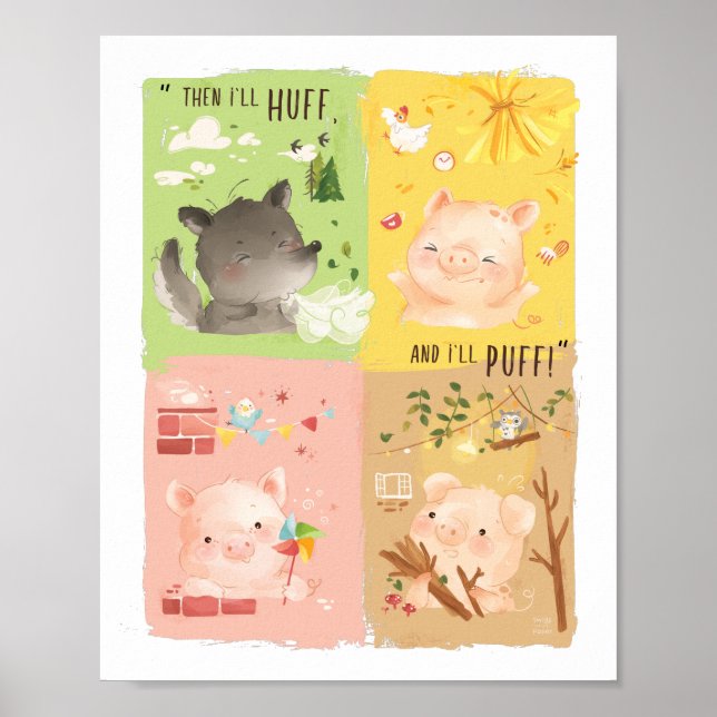 Three Little Pigs & Big Bad Wolf Poster (Front)