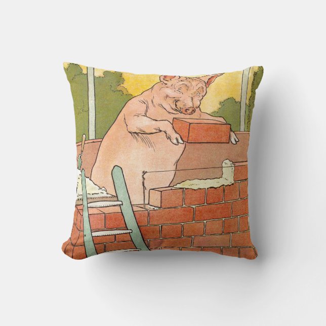 Three Little Pigs: Bricks to Build a House Cushion (Front)