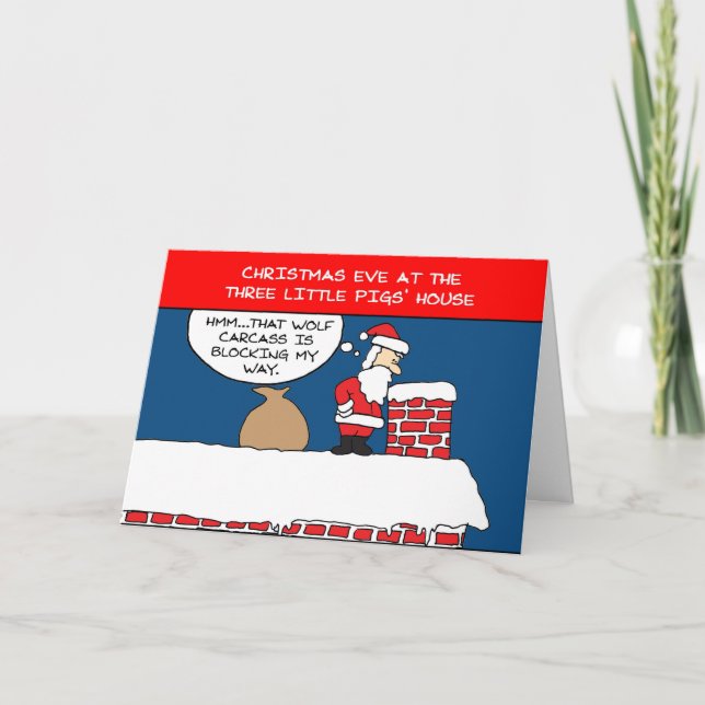 Three Little Pigs Christmas Holiday Card (Front)