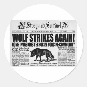 Three Little Pigs Classic Round Sticker