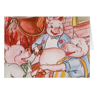 Three Little Pigs Cooking Wolf, Vintage Fairy Tale