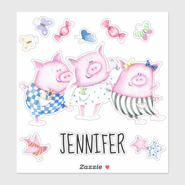 Three Little Pigs Custom Sticker Set (Sheet)