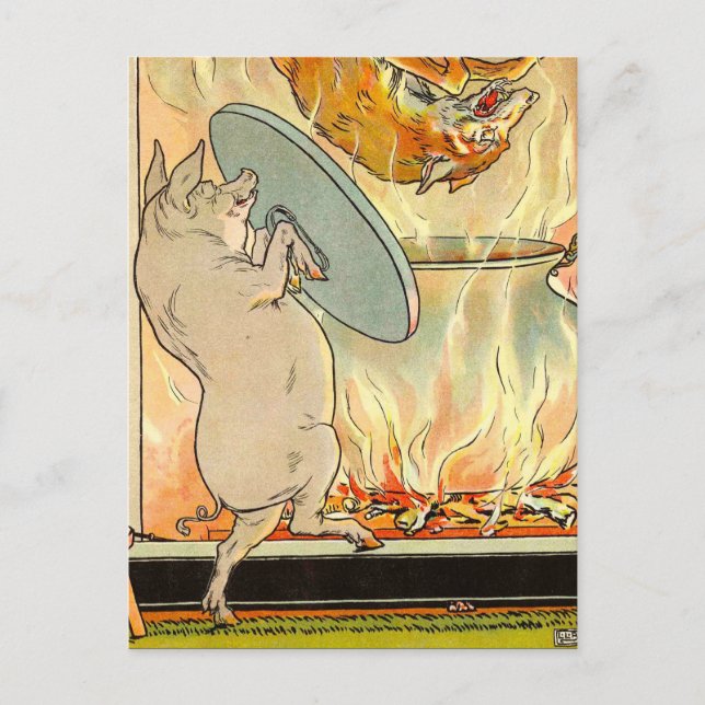 Three Little Pigs: In Fell The Wolf Postcard (Front)