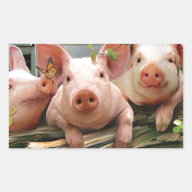 Three Little Pigs Rectangular Sticker (Front)