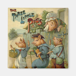 Three Little Pigs Vintage Fairy Tale Magnet