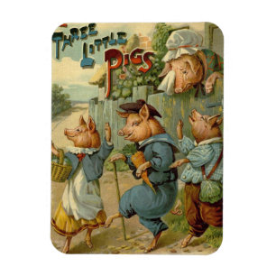 Three Little Pigs Vintage Fairy Tale Magnet