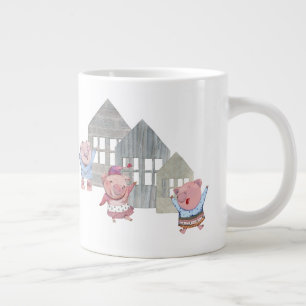 Three Little Pigs with their Houses Large Coffee Mug