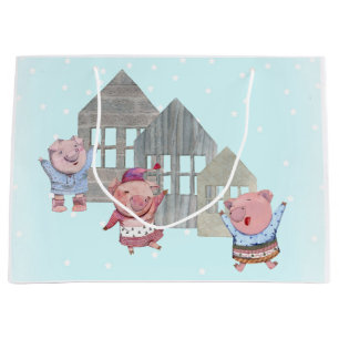 Three Little Pigs with their Houses    Large Gift Bag