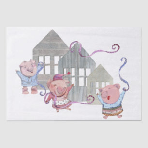 Three Little Pigs with their Houses    Tissue Paper