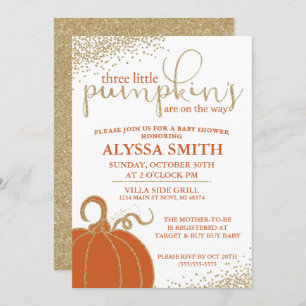 Three Little Pumpkins Fall Baby Shower Invitation