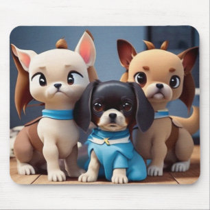 Three little puppies modern contemporary throw mouse mat