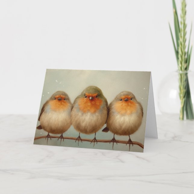 Three Little Robins Thank You Card (Front)
