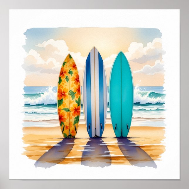 Three Little Surfboards Poster (Front)