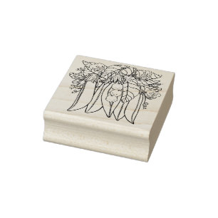 Three Little Sweet Peas Triplets Rubber Stamp