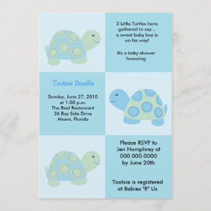Three Little Turtles Mod Turtle 5x7 Baby Shower Invitation