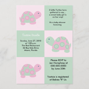 Three Little Turtles Mod Turtle 5x7 Baby Shower Invitation