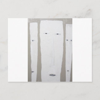 Three Long Faces (Naive expressionism) Postcard