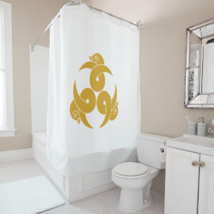 Three looped wild geese, heads facing outward shower curtain